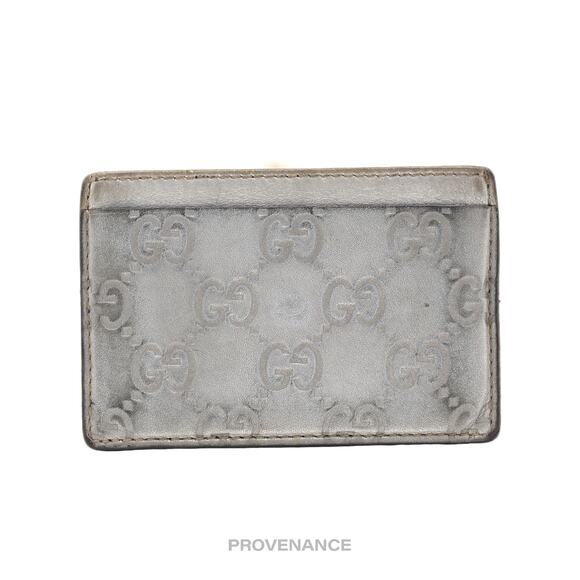 🔴 Gucci Card Holder - Metallic GG Guccissima Leather - Picture 1 of 6